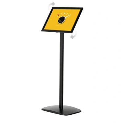 Immagine di DISPLAY SALES porta menu ristorante per manifesti DIN A3 brochure nero (1,20 m di altezza totale) Piastra base in alluminio pesante Supporto informativo ritratto/paesaggio