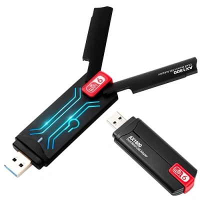 Immagine di Reagle Adattatore USB A WiFi 6 AX1800 Mbps, doppia banda 2,4 GHz/5 GHz, 2 antenne da 5 dBi, compatibile con Windows 7/8/10/11, tecnologia MU MIMO, Plug &amp; Play, scheda di rete ad alta velocità per