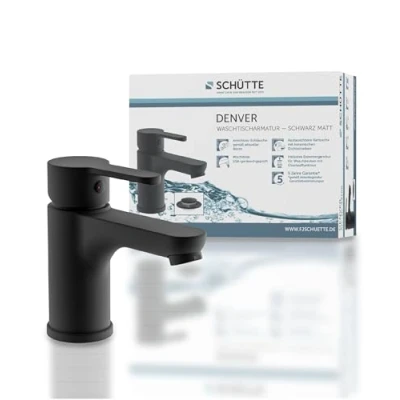 Immagine di SCHÜTTE 44106 Miscelatore valvola Pop up, monocomando per lavabo, Nero Opaco