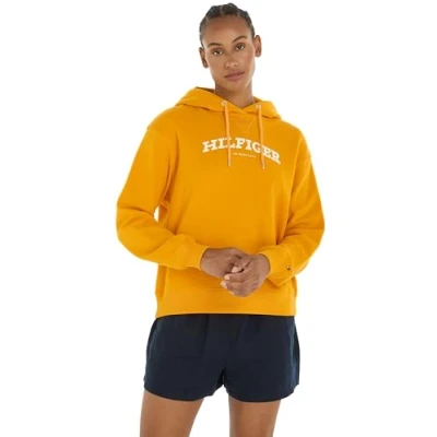 Immagine di Tommy Hilfiger Felpa Donna con Cappuccio, Arancione (Rich Ochre), M