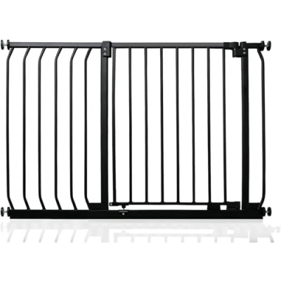Immagine di Safetots Elite Cancellino di Sicurezza, 98cm 107cm, Nero Opaco, Cancelletto Sicurezza a Pressione per Scale, Bambini Porte, Barriera Installazione Facile
