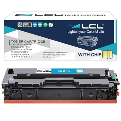 Immagine di LCL Compatibile 410A CF411A (1 Pack Ciano) Cartucce di Toner per HP Color LaserJet Pro MFP M477fnw M477fdn M477fdnwMFP M452dn M452dw M452nw M377dw