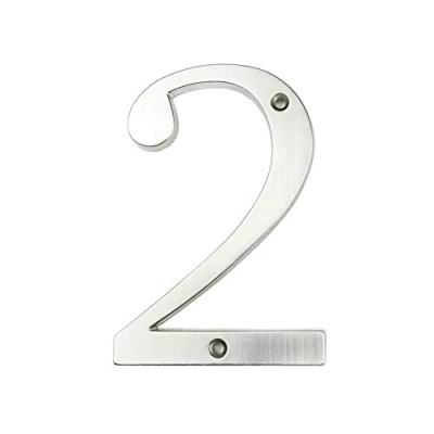Immagine di HASWARE Numero civico Segnale 4 pollici (10 cm) Numeri di porta moderni Segnaletica Targa Indirizzo casa in lega zinco (2, Argento)