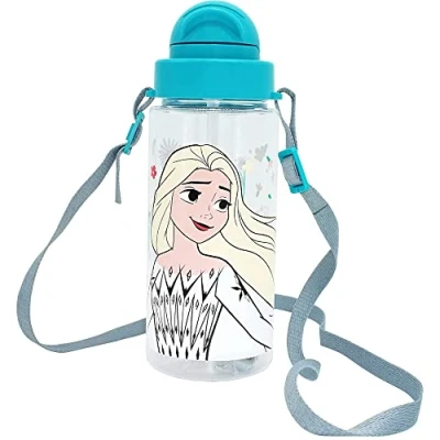 Immagine di CARTOON Borraccia in tritan Frozen Disney BPA Free con cannuccia bottiglia per bambini 500 ml tracolla