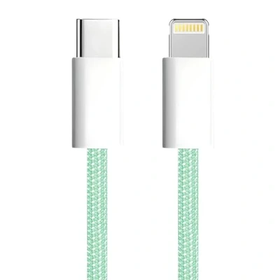 Immagine di APM cavo per iPhone USB C, caricatore [certificato Apple MFi], nylon intrecciato verde, C ricarica rapida, connettore Lightning, ultra durevole, 14/13/12.., iPad, AirPods