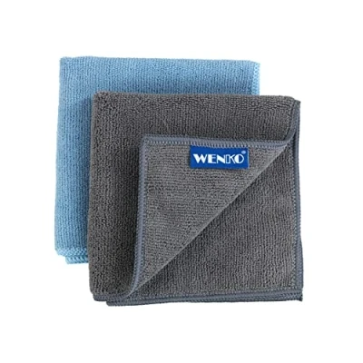 Immagine di WENKO Pezza in microfibra Miko, 2 pz. Set di strofinacci, panni lava stoviglie, Poliestere, 30 x cm, Blu