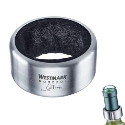Immagine di Westmark 2 Anelli salvagoccia incl. inserti di ricambio, Monopol Edition, acciaio inox/silicone/feltro, Alessio, argento/nero, 61843360