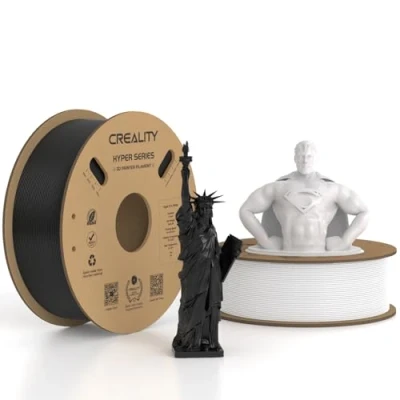 Immagine di Creality Hyper PLA Filamento 2 KG 1.75 mm, per Stampa ad Alta Velocità 30 600 mm/s, Precisione Dimensionale +/ 0.03 1 (2.2 libbre)/ Bobina (Bianco &amp; Nero) Confezione da