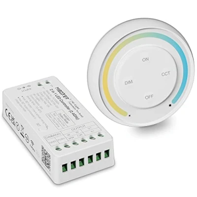 Immagine di PAUTIX Kit di Controllo LED Monocolore+CCT, telecomando senza fili 2.4G RF, Regolatore/dimmer 2in 1 per strisce 2835/COB/CCT,con bianco, 12 24V 144W 288W (senza batteria)