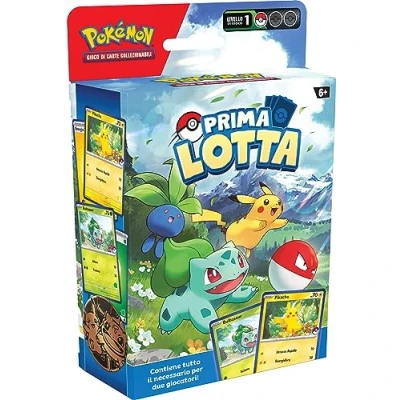 Immagine di Prima Lotta del GCC Pokémon Pikachu e Bulbasaur (set introduttivo con due minimazzi pronti per giocare accessori), edizione in italiano