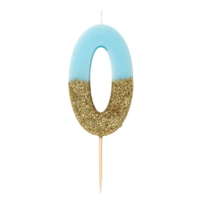 Immagine di Talking Tables We Heart Birthdays Glitter Number Candle 0, Blue