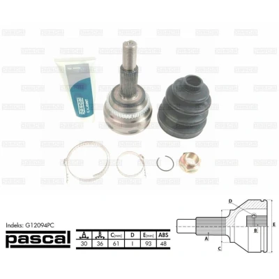 Immagine di PASCAL G12094PC Kit Giunto Omocinetico Assale anteriore bilaterale TOYOTA: Auris Hatchback, Corolla Verso