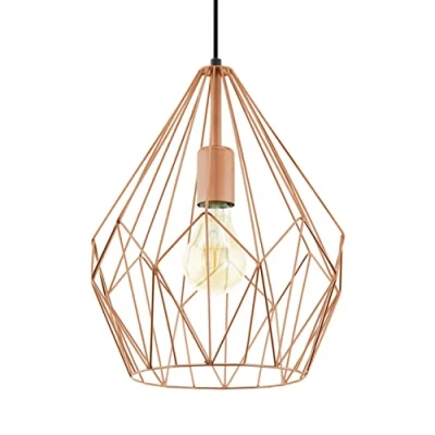 Immagine di Eglo lampada a sospensione Carlton, uno punto luce vintage, retrò in acciaio, rame, attacco E27