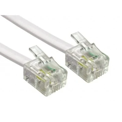 Immagine di Cavo Piatto Telefonico RJ11 a 6P4C Modem Router Fax ISDN DSL VDSL Internet (2,5 Metri, Bianco)