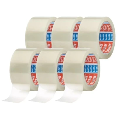 Immagine di tesapack 64014 PP Nastro adesivo Trasparente Resistente all&#039;invecchiamento e allo strappo Silenzioso fortemente Confezione da 6 Rotoli 66 m x 50 mm