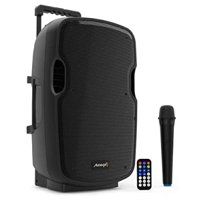 Immagine di Audibax Denver 10 Altoparlante PA Attivo da 10&quot; Potenza 150W Amplificato Connessione USB/SD Bluetooth Include Ruote + Microfono Durata della Batteria di 6 Ore