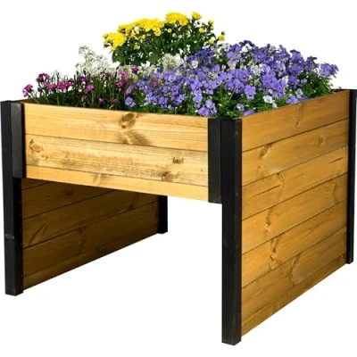 Immagine di dobar® Green label Garage per robot tosaerba, in legno, con fioriera, lana di pecora, bicolore, 79 x 73 56 cm, colore: Nero/Marrone