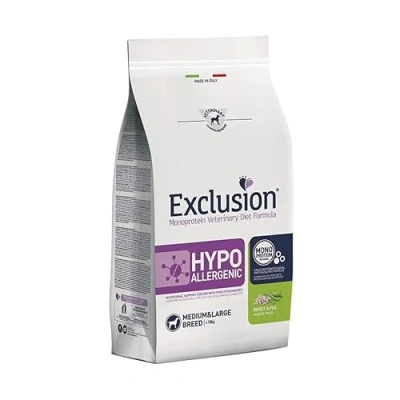 Immagine di Exclusion Diet Hypoallergenic Medium/Large con Insetti &amp; Piselli per cani 12 kg