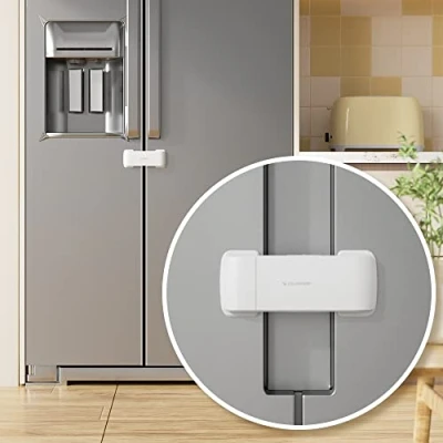 Immagine di EUDEMON 1 Pezzi serratura del frigorifero francese, a doppia porta, applicare alla distanza tra due porte di Max 2,28 &quot;(58 mm) (Bianco)