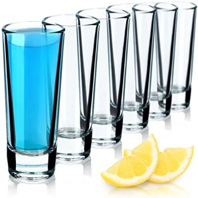 Immagine di KADAX bicchierini da liquore in vetro di sodio e calcio, lavabili lavastoviglie, con fondo spesso per whisky, tequila, vodka (trasparente, 6 pezzi)