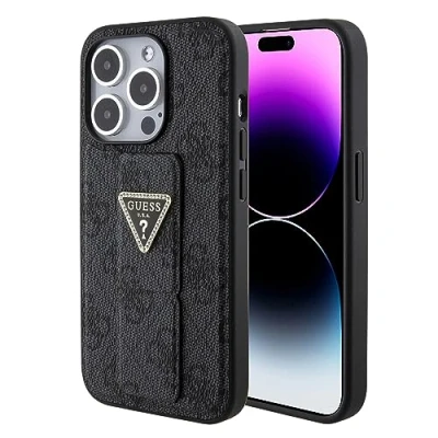 Immagine di Guess custodia protettiva per iPhone 15 Pro Max (licenza ufficiale) di CG Mobile, con supporto antiscivolo strass triangolari in PU 4G, progettata