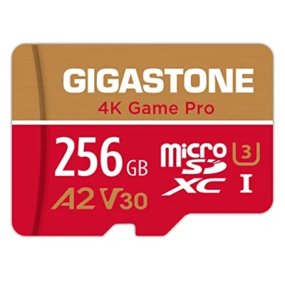 Immagine di Gigastone Scheda di Memoria Micro SDXC da 256 GB, 4K Game Pro Serie, A2 U3 UHS 1 V30, Velocità Fino a 100/60 MB/s. (R/W). Specialmente per Fotocamere Videocamera Nintendo Switch, con Adattatore SD
