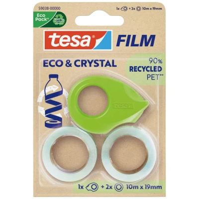 Immagine di tesa Eco &amp; Crystal 59038 00000 00 Nastro adesivo Tesafilm ® Trasparente (L x L) 10 m 19 mm 2 pz.