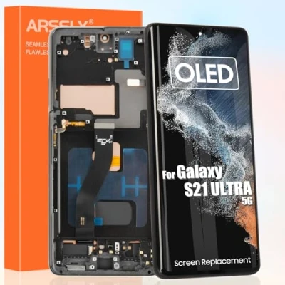 Immagine di OLED Schermo per Samsung Galaxy S21 Ultra 5G G9980 SM G998B G998U LCD Display Touch Screen Assemblea Sostituzione di Vetro Digitalizzatore con Riparazione Kit (6,8&quot;,Nero Telaio)