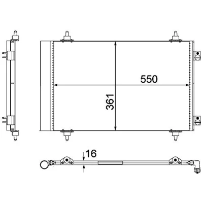 Immagine di MAHLE ORIGINAL AC 487 000P Condensatore con essiccatore 550 FIAT: Scudo II, II Camion pianale / Telaio, Ulysse LANCIA: Phedra