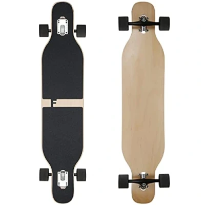 Immagine di FunTomia Longboard con 2 gradini Flex Skateboard Drop Through Cruiser, tavola completa Mach1 Speed Cuscinetti a sfera T Tool