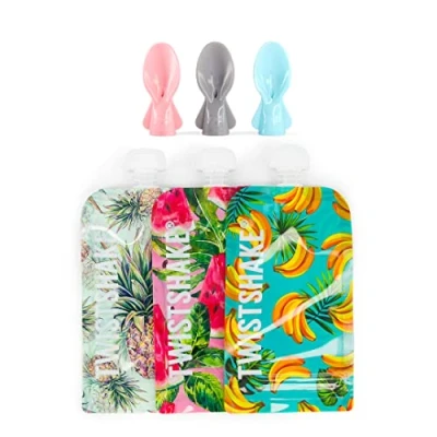 Immagine di Twistshake 3x Sacchetti Riutilizzabili Per Alimenti Bambini 220ml + Cucchiai A Doppia Chiusura e Senza BPA