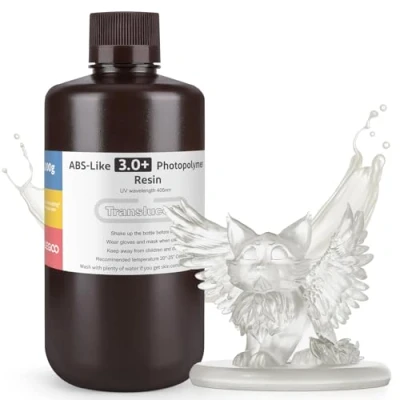 Immagine di ELEGOO Resina ABS Like 3.0 Plus 3.0+, LCD UV Rapida Alta Precisione, Non Brittle, Migliorata Forza e Durezza per LCD/DLP Stampante 3D Fotopolimerica, Traslucido 1000G
