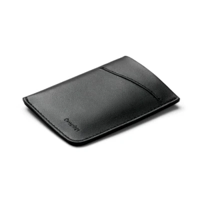 Immagine di Bellroy Card Sleeve (porta carte in pelle pregiata o portafoglio minimalista, può ospitare da 2 a 8 biglietti visita, spazio per banconote piegate) BlackAsh