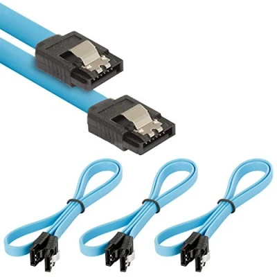 Immagine di POPPSTAR 3x cavi dati di 0.5m flessibile Sata 3 HDD SSD, connettore dritto, fino a 6 GB/s, blu