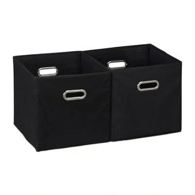 Immagine di Relaxdays Scatola Portaoggetti, Set da 2 Box Scaffale, H x L P: 32 33 cm, Portagiochi Pieghevole, Nero, Ferro