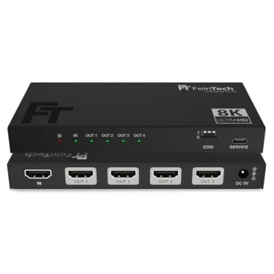 Immagine di FeinTech SP410 HDMI 2.1 Splitter 1 in 4 Out 4K 120Hz 8K VRR ALLM, Distributore con downscaler per monitor contemporaneamente, CEC Pass, HDCP 2.3, HDR