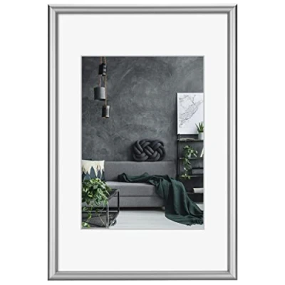 Immagine di Hama Cornice portafoto Detroit, 60 x 80 cm (cornice in alluminio, formato verticale, orizzontale, da appendere, con passepartout, infrangibile, immagine cm, polistirolo) argento
