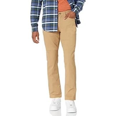 Immagine di Amazon Essentials Pantaloni in Twill Elasticizzati con 5 Tasche Slim Uomo, Kaki Scuro, 31W / 34L