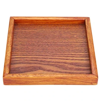 Immagine di TOPINCN Vassoio in Legno, piccolo, portatile, quadrato, legno massello, per servire tè, caffè, snack, cena o come sottopiatto, 12,5 * 2 cm