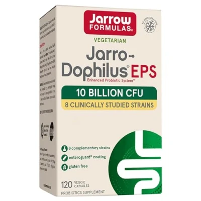 Immagine di Jarrow Formulas, Jarro Dophilus EPS, 5 Miliardi di Colture Batteriche per Capsula, Dose Elevata, 120 Capsule, Testato in Laboratorio, Senza Glutine, Vegetariano, Non OGM