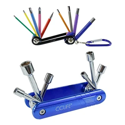 Immagine di CCLIFE 2 Pezzi multifunzione bici Portatile Pieghevole Strumento Di Riparazione Della Cr V con cacciaviti e bussole per mtb, Biciclette