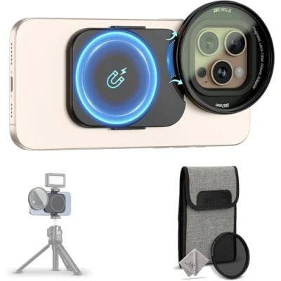 Immagine di JJC Adattatore magnetico per filtro telefonico da 67 mm con set di filtri CPL iPhone 14 15 16, 16 Pro, Plus, Pro Max, supporto treppiede e accessori video