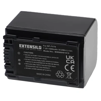 Immagine di EXTENSILO 1x batteria compatibile con Sony DCR SR190E, SR15E, SR15ES, SR200E, SR21E, SR20E fotocamera (1500mAh, 7,2V, Li Ion)