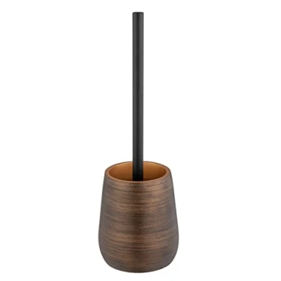Immagine di WENKO Combinazione da Bagno Palena, portascopino per WC in plastica poliresina di qualità, incl. Spazzola con Testa sostituibile Pulizia e igiene, Ø 12,5 x 37 cm, Bronzo