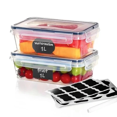 Immagine di Goldeluxe 2 contenitori salvafreschezza con coperchio, per congelatore, x 1L, senza BPA e 100% ermetici