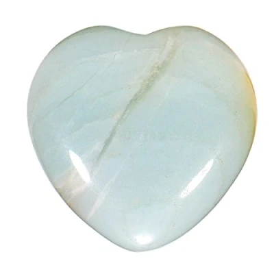 Immagine di Morella Portafortuna a forma di cuore gemma pietre preziose Amazzonite 3 cm in un sacchetto velluto