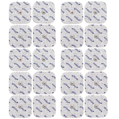 Immagine di 20 elettrodi axion 5x5 cm Patch compatibili con Beurer e altri elettrostimolatori TENS EMS Riutilizzabili autoadesivi connettore a bottone snap da 3,5 mm