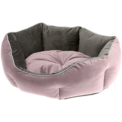 Immagine di Ferplast Divanetto per Cani e Gatti QUEEN 50 con Cuscino, Cuccia imbottita Double face, Velluto, Lavabile, Rosa