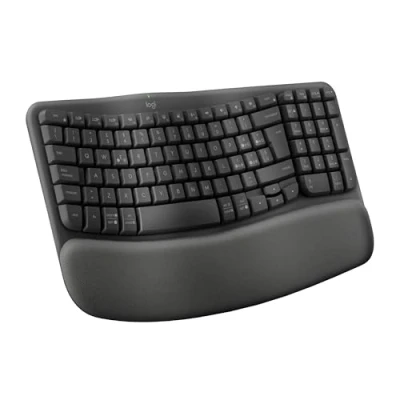 Immagine di Logitech Wave Keys Tastiera Wireless Ergonomica con Supporto per i Polsi Imbottito, Digitazione Comoda, Easy Switch, Bluetooth, Logi Bolt, più Sistemi Operativi, Windows/Mac, ITA QWERTY, Grafite