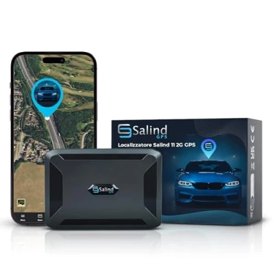 Immagine di Salind 11 Localizzatore GPS per Auto, Moto, Camion e Altri Veicoli con Allarmi Multipli, Tracker App, Magnete Potente, Batteria fino a 90 Giorni, Tracciamento in Tempo Reale